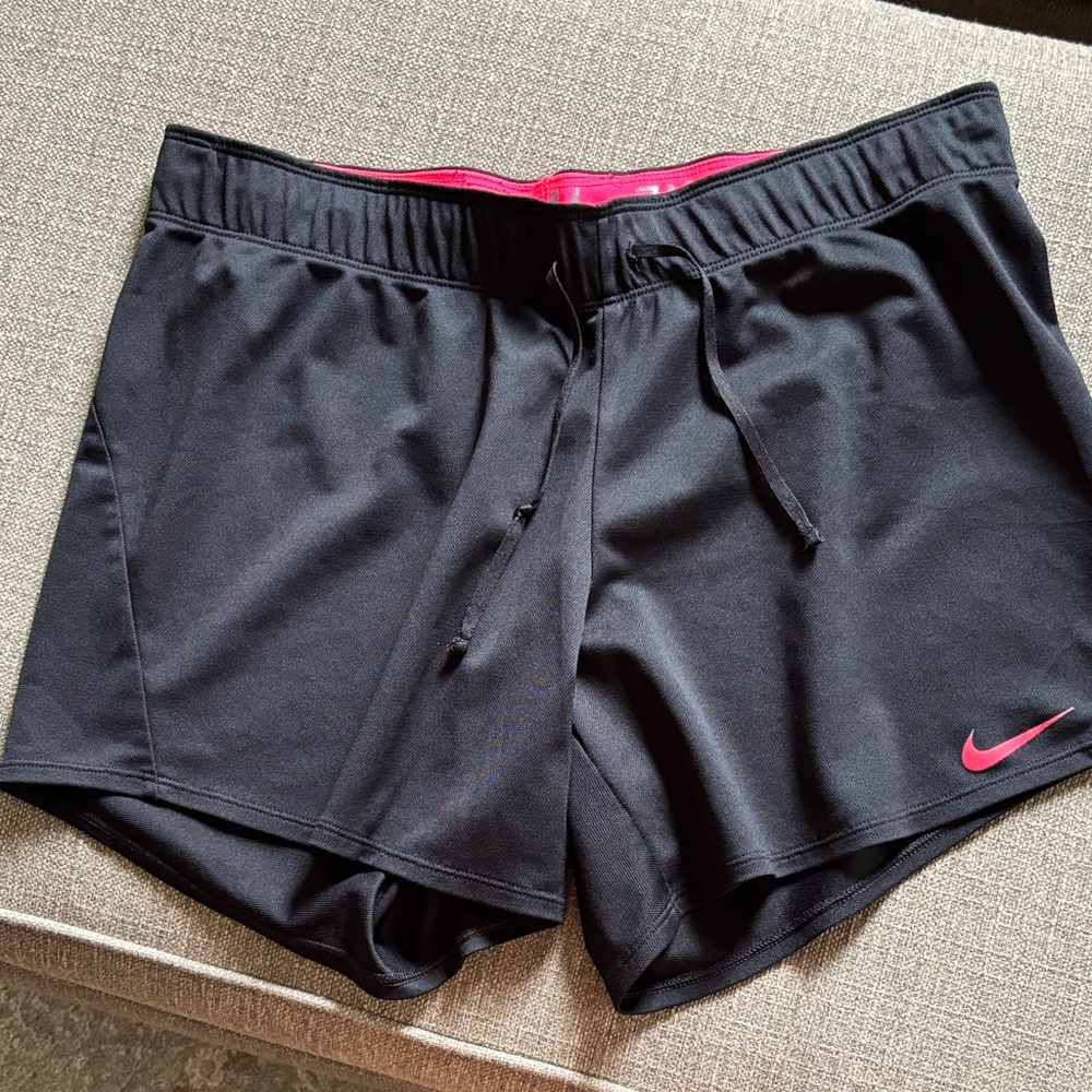 Nike Women's Black and Pink Athletic Shorts